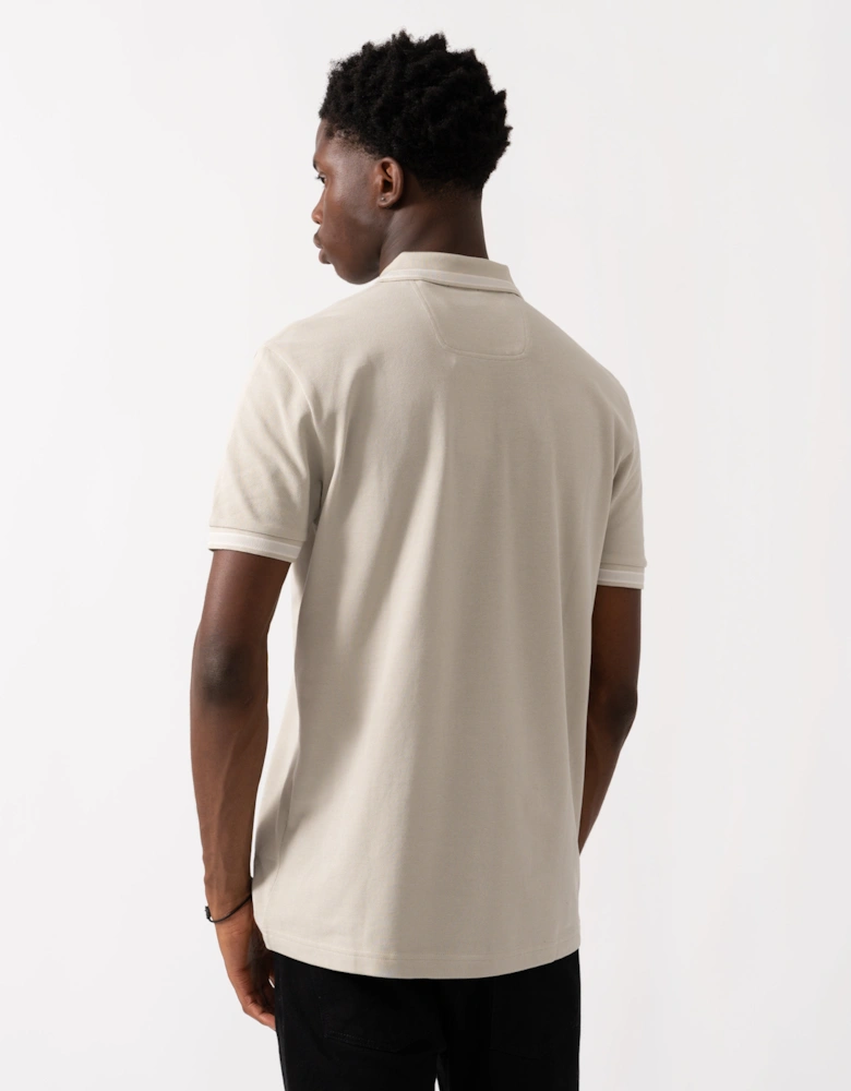 BOSS Green Paddy Mens Cotton-Piqué Polo Shirt with Contrast Logo - Light Beige 274