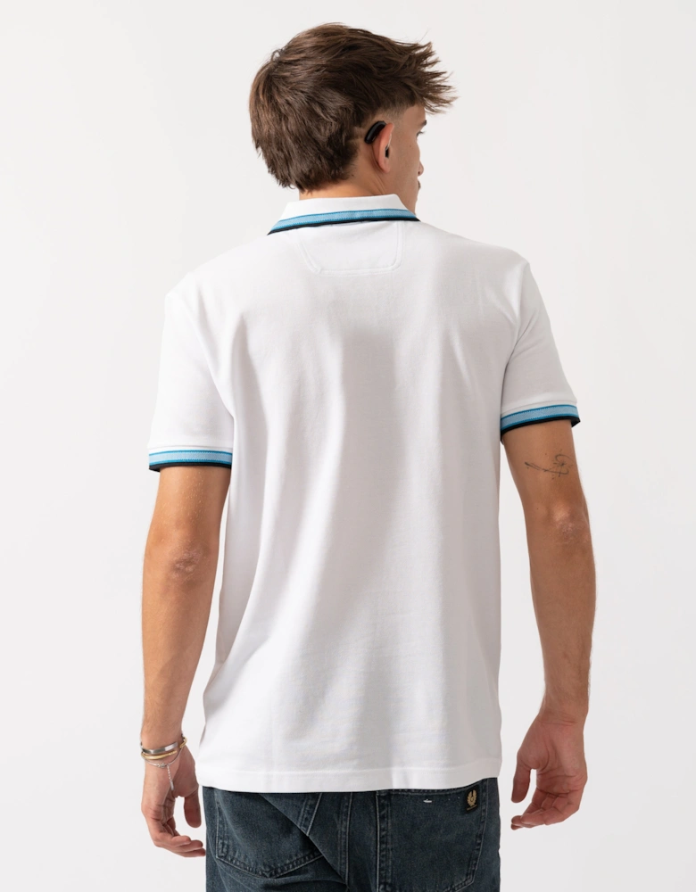 BOSS Green Paddy Mens Cotton-Piqué Polo Shirt with Contrast Logo - Open White 113
