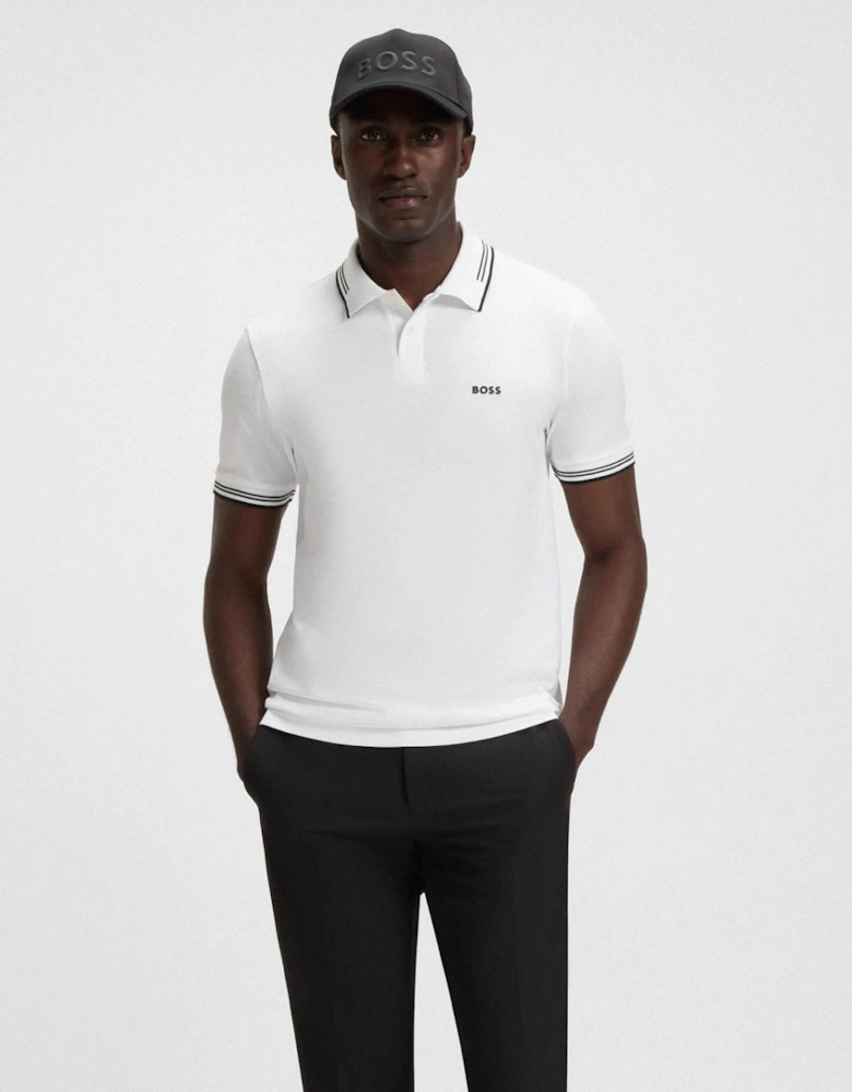 BOSS Green Paul Mens Short Sleeve Polo Shirt With Contrast Tipping - Natural 107