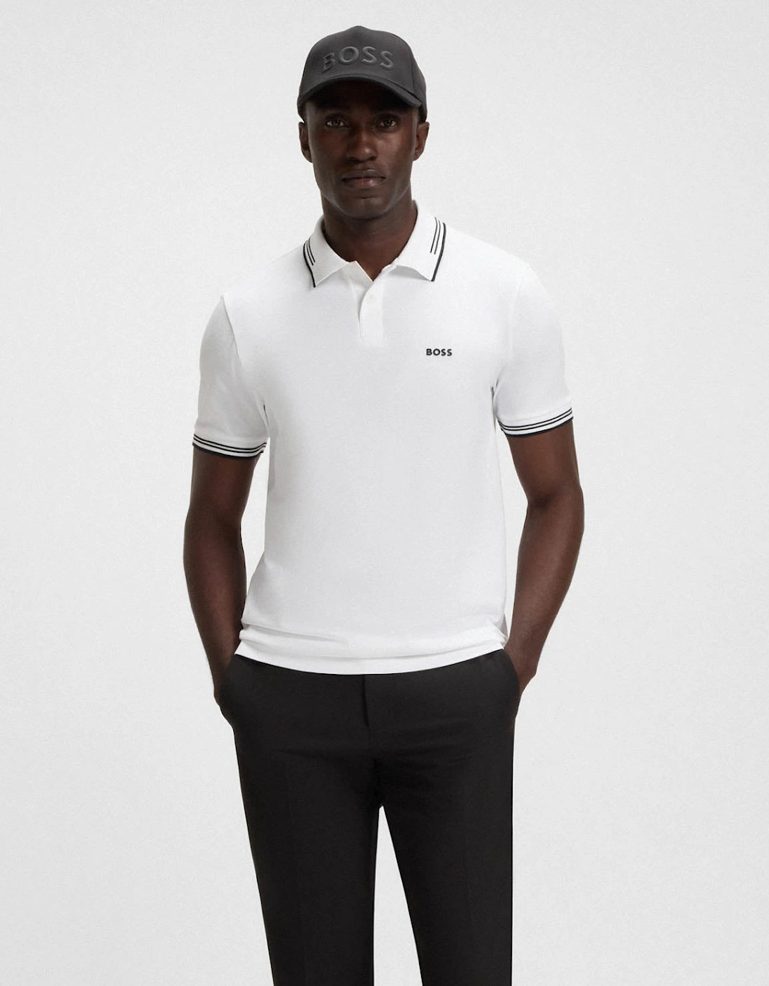 BOSS Green Paul Mens Short Sleeve Polo Shirt With Contrast Tipping - Natural 107