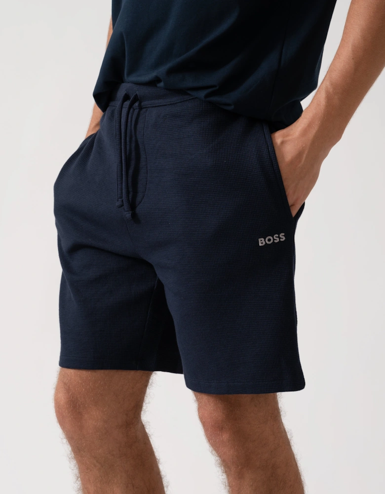 BOSS Orange Waffle Mens Cotton Blend Waffle Structure Pyjama Shorts with Embroidered Logo NOS - Dark Blue 403