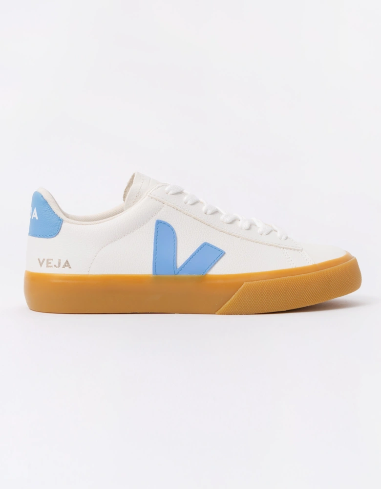 Campo Leather Womens Trainers - White/Aqua
