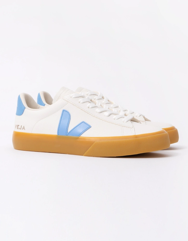 Campo Leather Womens Trainers - White/Aqua