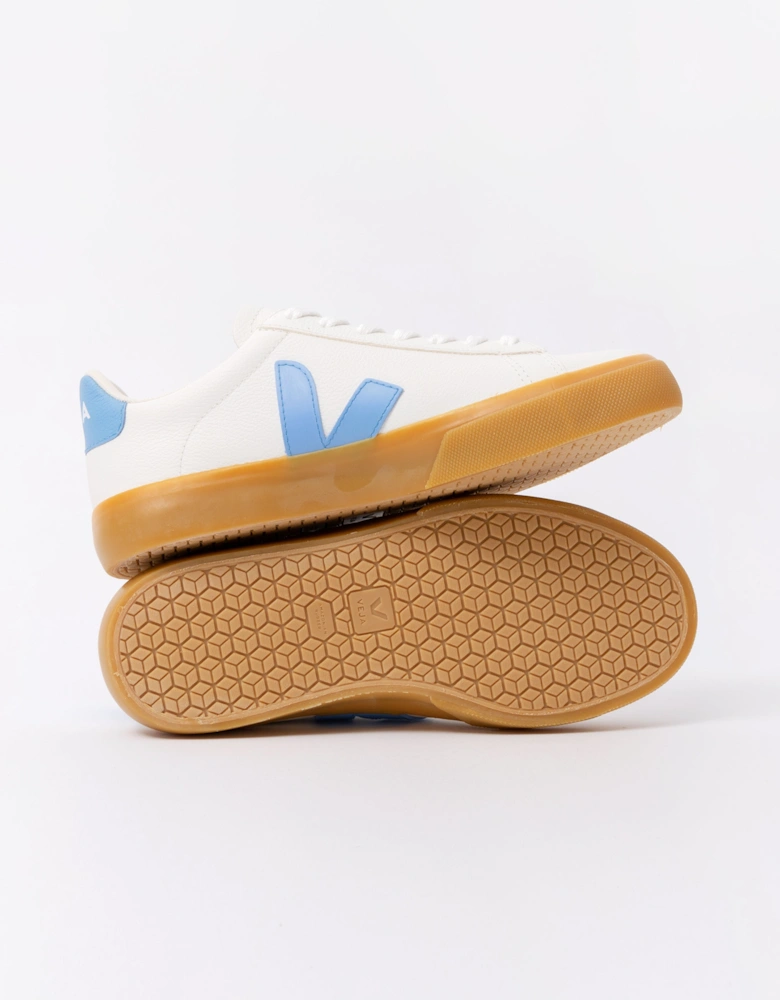 Campo Leather Womens Trainers - White/Aqua