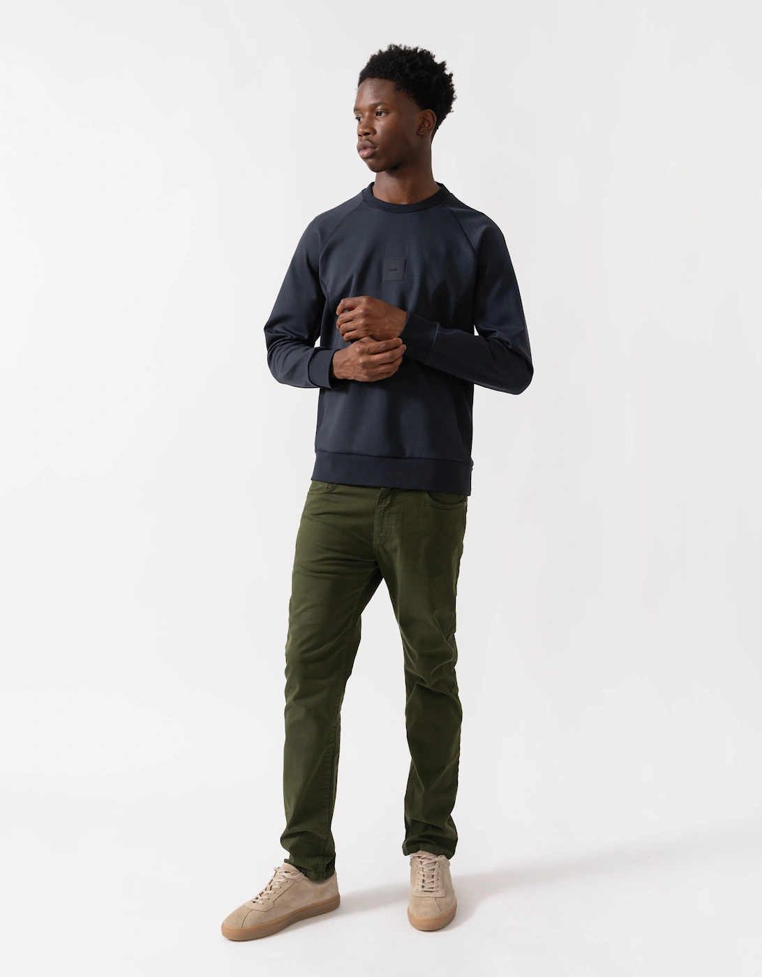 BOSS Green Salbo Rib Mens Crew Neck Sweatshirt - Dark Blue 402
