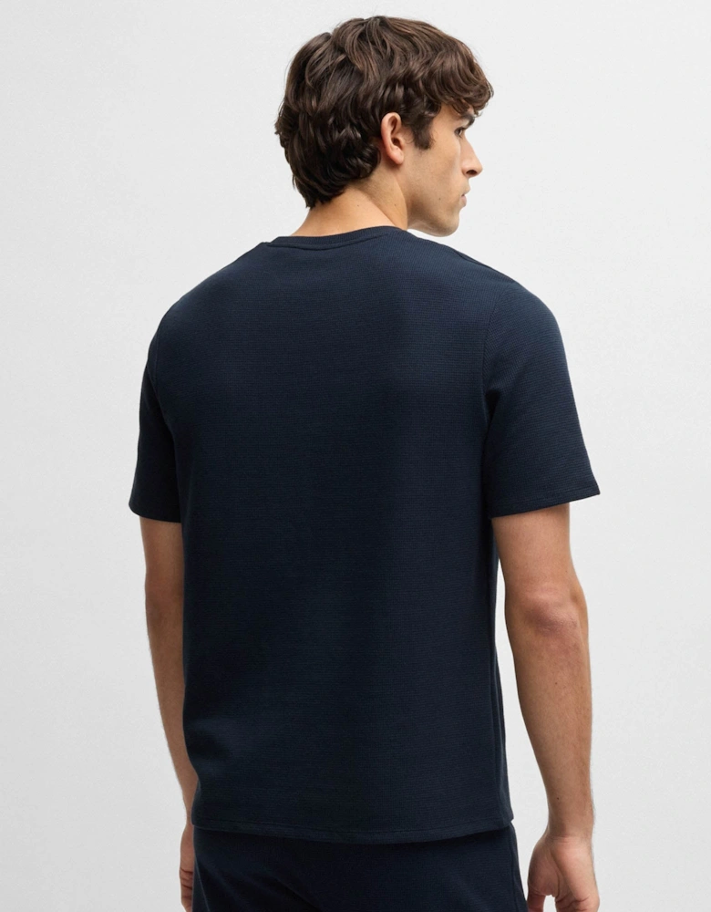 BOSS Orange Waffle Mens Cotton-Blend Pyjama T-Shirt with Embroidered Logo NOS - Dark Blue 403