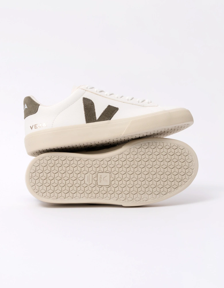 Campo Leather Womens Trainers - White/Khaki