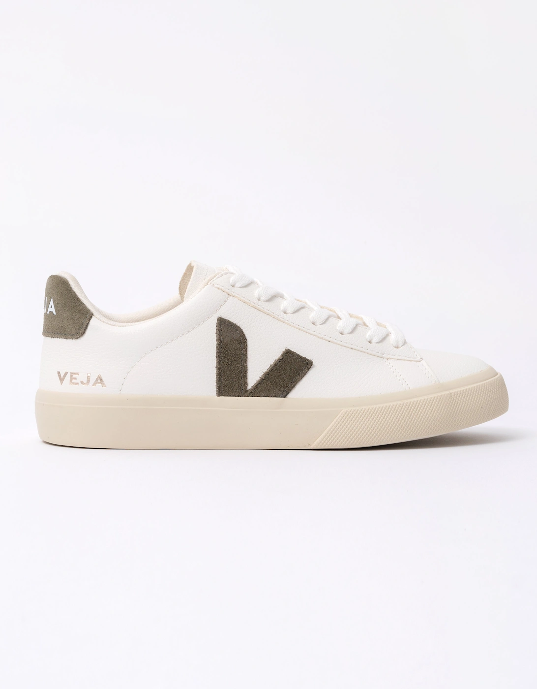 Campo Leather Womens Trainers - White/Khaki