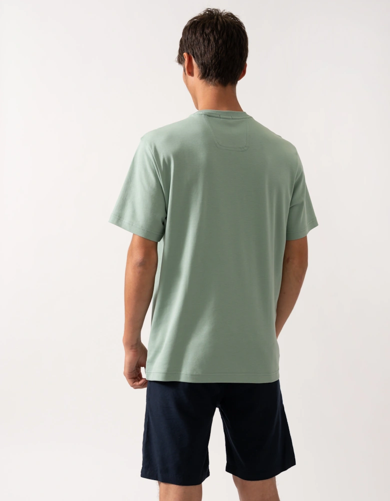 BOSS Green Tee Mens Interlock-Cotton T-Shirt with Circle Artwork - Open Green 357