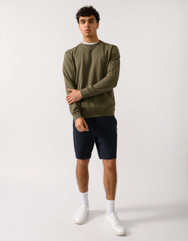 BOSS Orange Westart Mens Crew Neck Sweatshirt With Logo Patch - Open Green 342