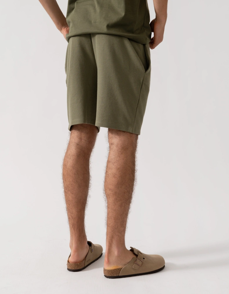 BOSS Orange Waffle Mens Cotton Blend Waffle Structure Pyjama Shorts with Embroidered Logo - Open Green 349
