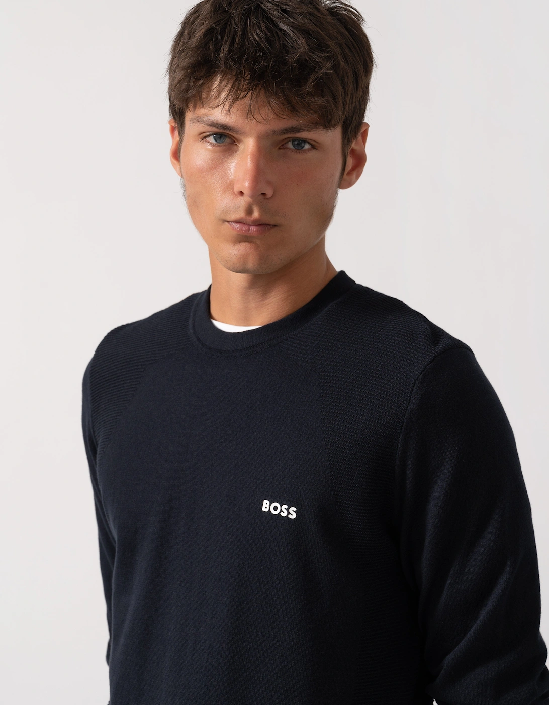 BOSS Green Momentum Lite Mens Crew Neck Jumper - Dark Blue 402