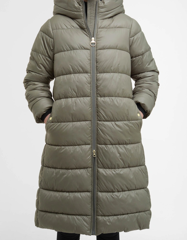 Olivios Womens Longline Puffer Jacket - Dusky Khaki