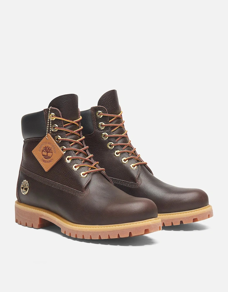 Mens Premium 6 Inch Full Grain Leather Waterproof Boot - Dark Brown/Black
