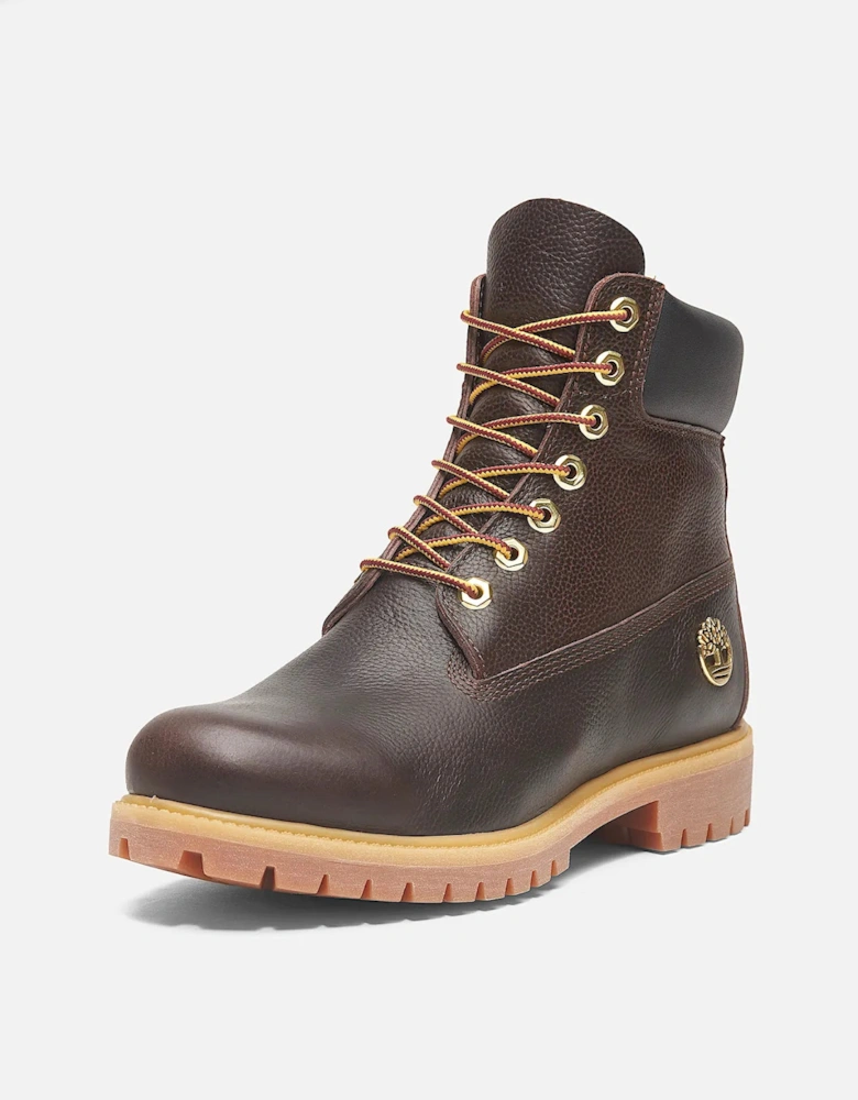 Mens Premium 6 Inch Full Grain Leather Waterproof Boot - Dark Brown/Black