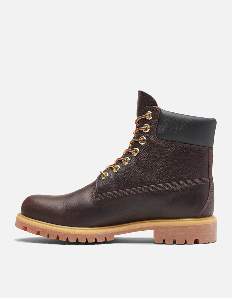 Mens Premium 6 Inch Full Grain Leather Waterproof Boot - Dark Brown/Black