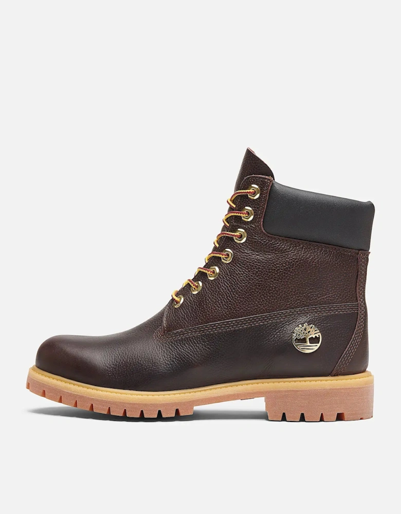 Mens Premium 6 Inch Full Grain Leather Waterproof Boot - Dark Brown/Black