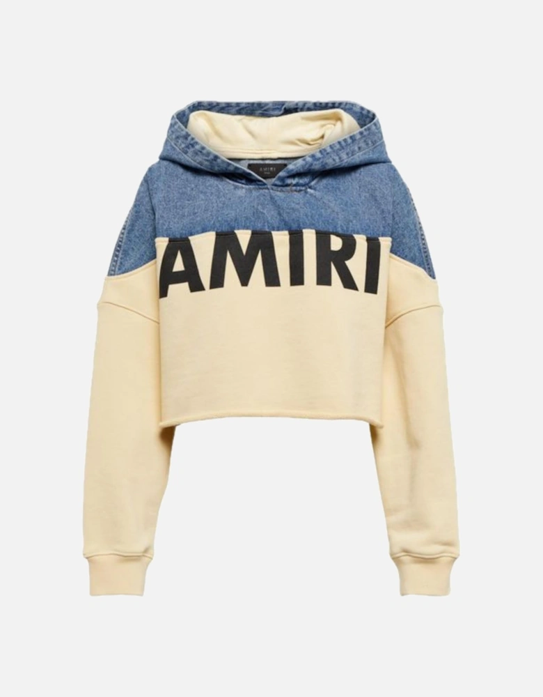 WOMENS HYBRID CROPPED HOODIE VINTAGE INDIGO / ALABASTER