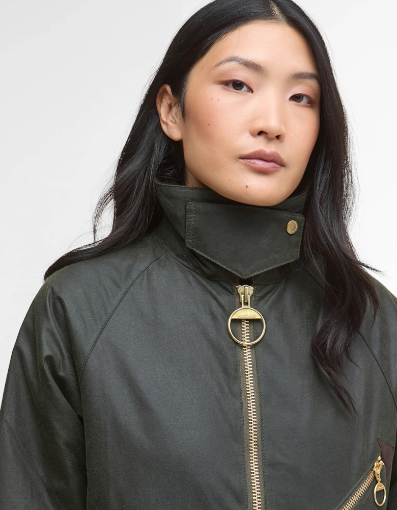 Arlene Womens Wax Jacket - Fern/Ancient Tartan