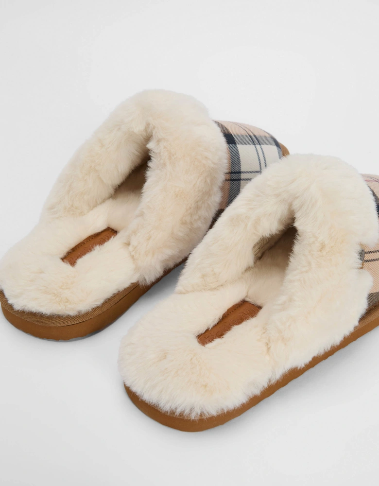 Claudia Womens Tartan Mule Slipper - Hessian Tartan