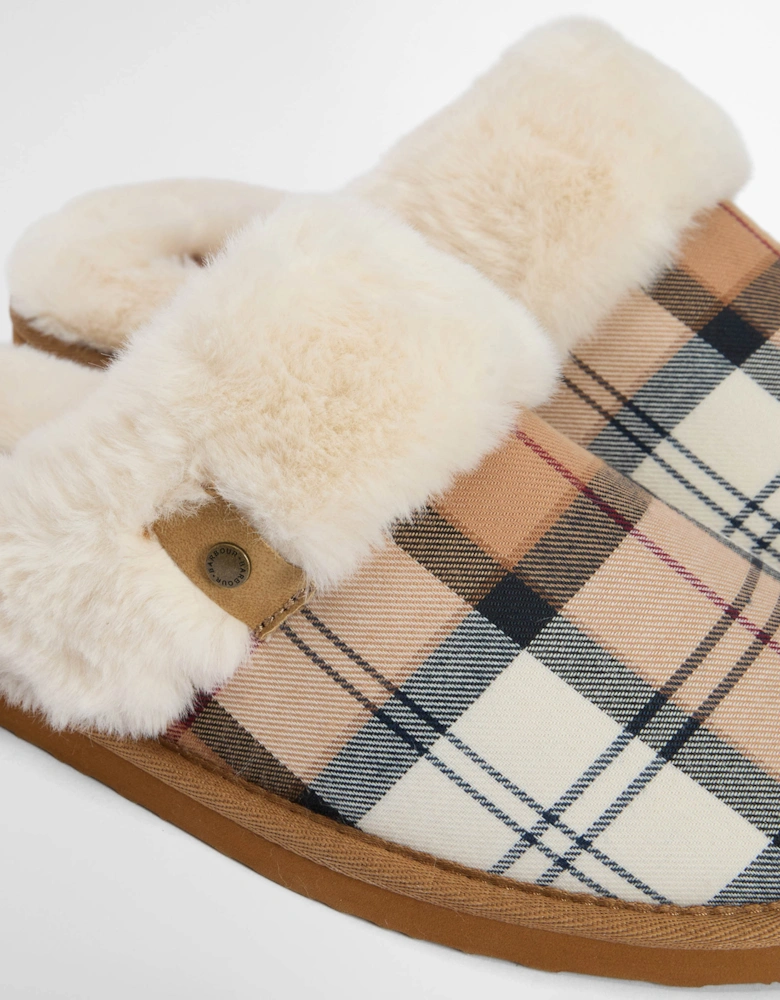 Claudia Womens Tartan Mule Slipper - Hessian Tartan