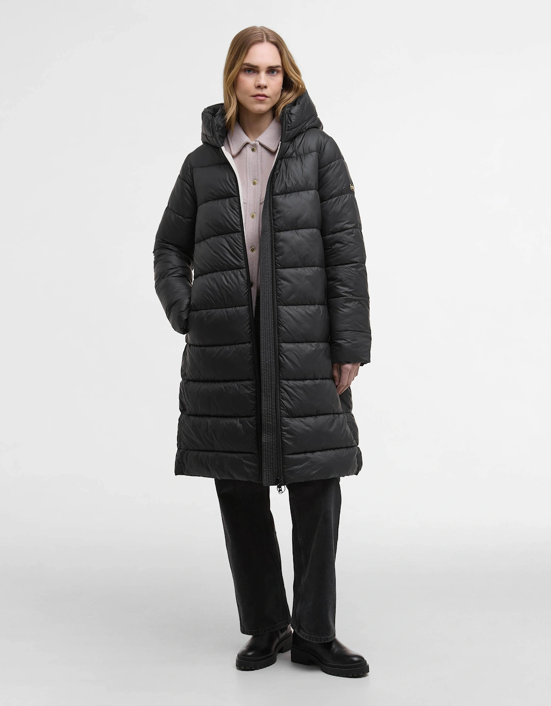 Olivios Womens Longline Puffer Jacket - Black, 8 of 7