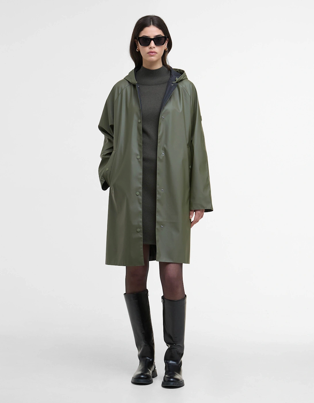 Women's Barbour International Recoleta Womens Showerproof Jacket - Dusky Khaki - Tan - Size: 12