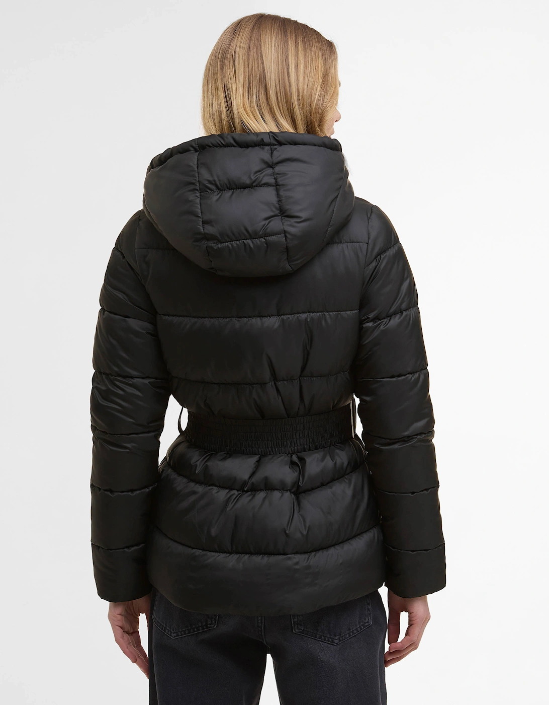 Short Track Line Womens Puffer Jacket - Black/Jasmine Leopard Print