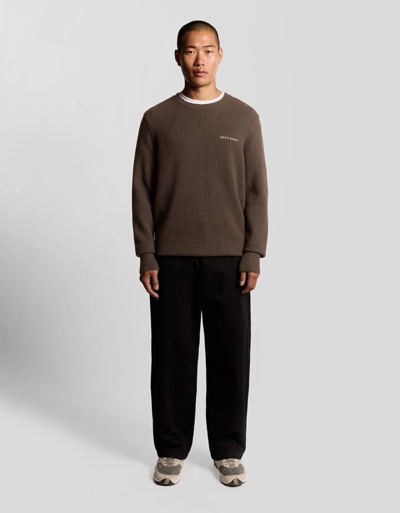 Knitted Script Crew Neck Jumper