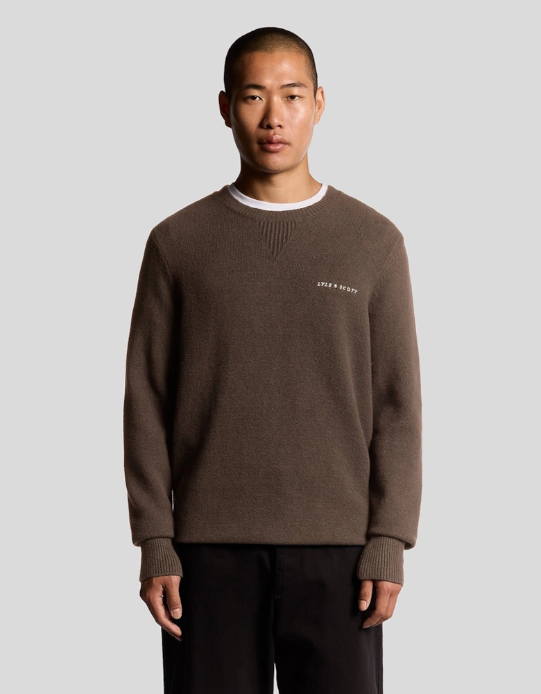 Knitted Script Crew Neck Jumper