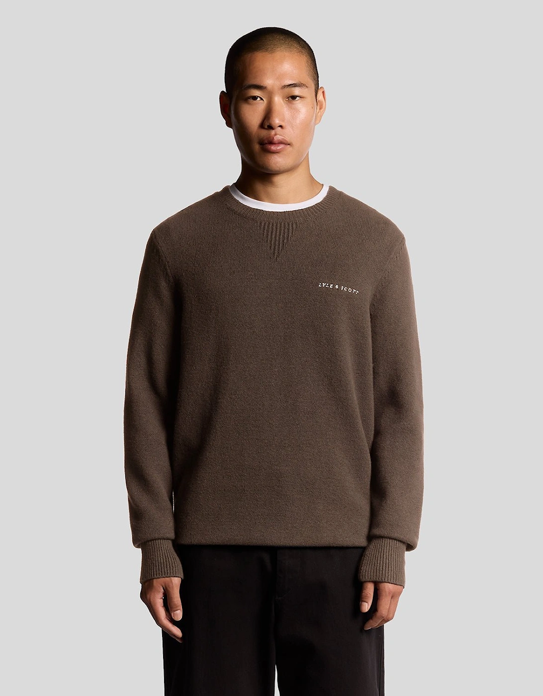 Knitted Script Crew Neck Jumper, 6 of 5