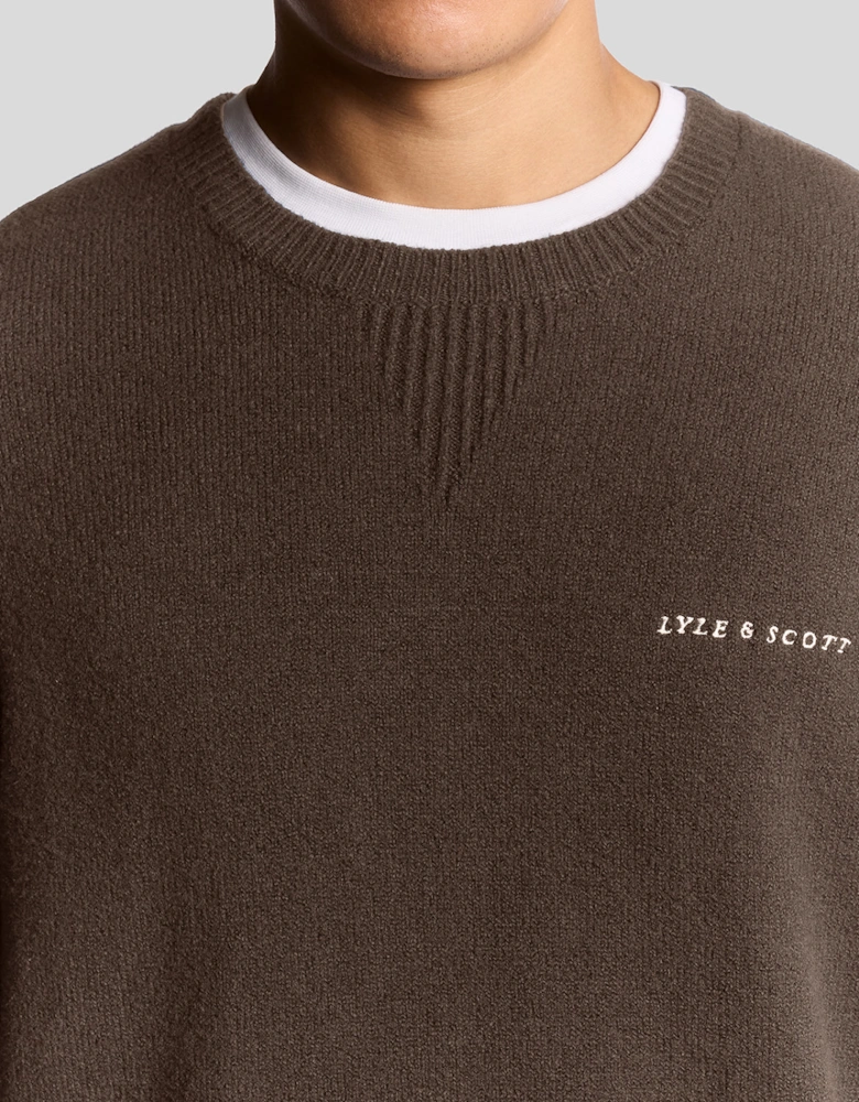 Knitted Script Crew Neck Jumper