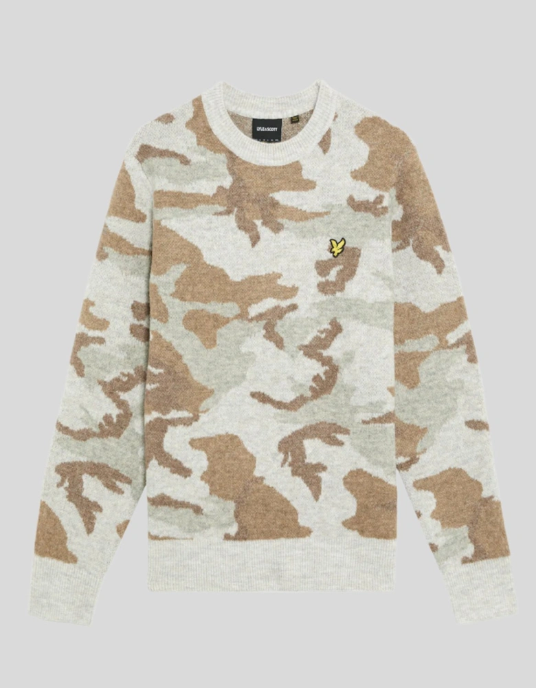 Brushed Camouflage Crew Neck Jumper