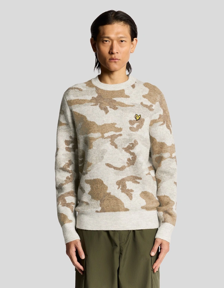 Brushed Camouflage Crew Neck Jumper