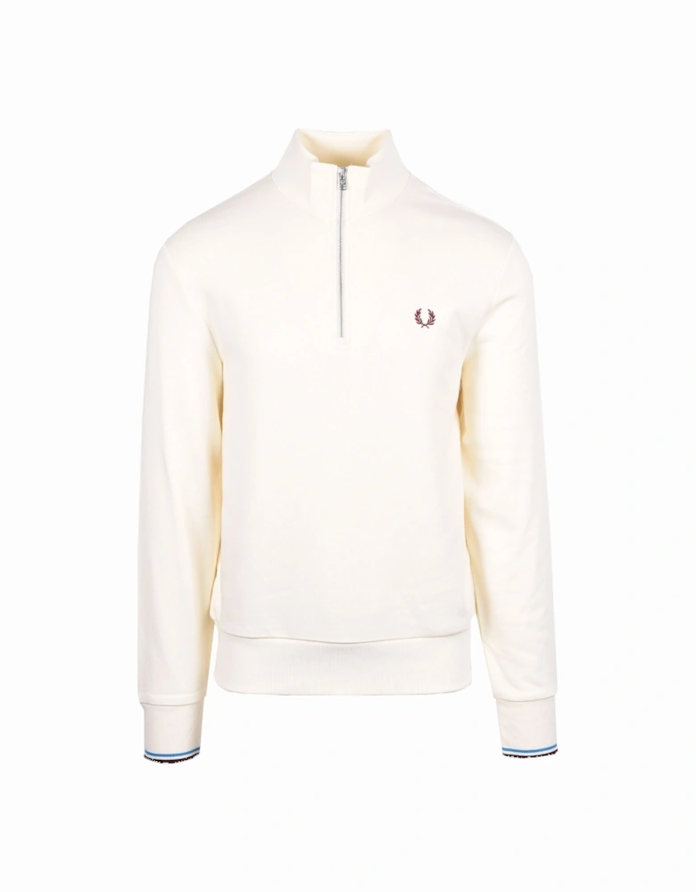 Half Zip Sweatshirt Ecru/Court Blue/Oxblood