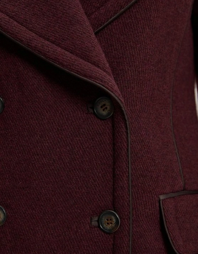 Wool Hybrid Double Breasted Tailored Midi Coat With Removable Padded Lining