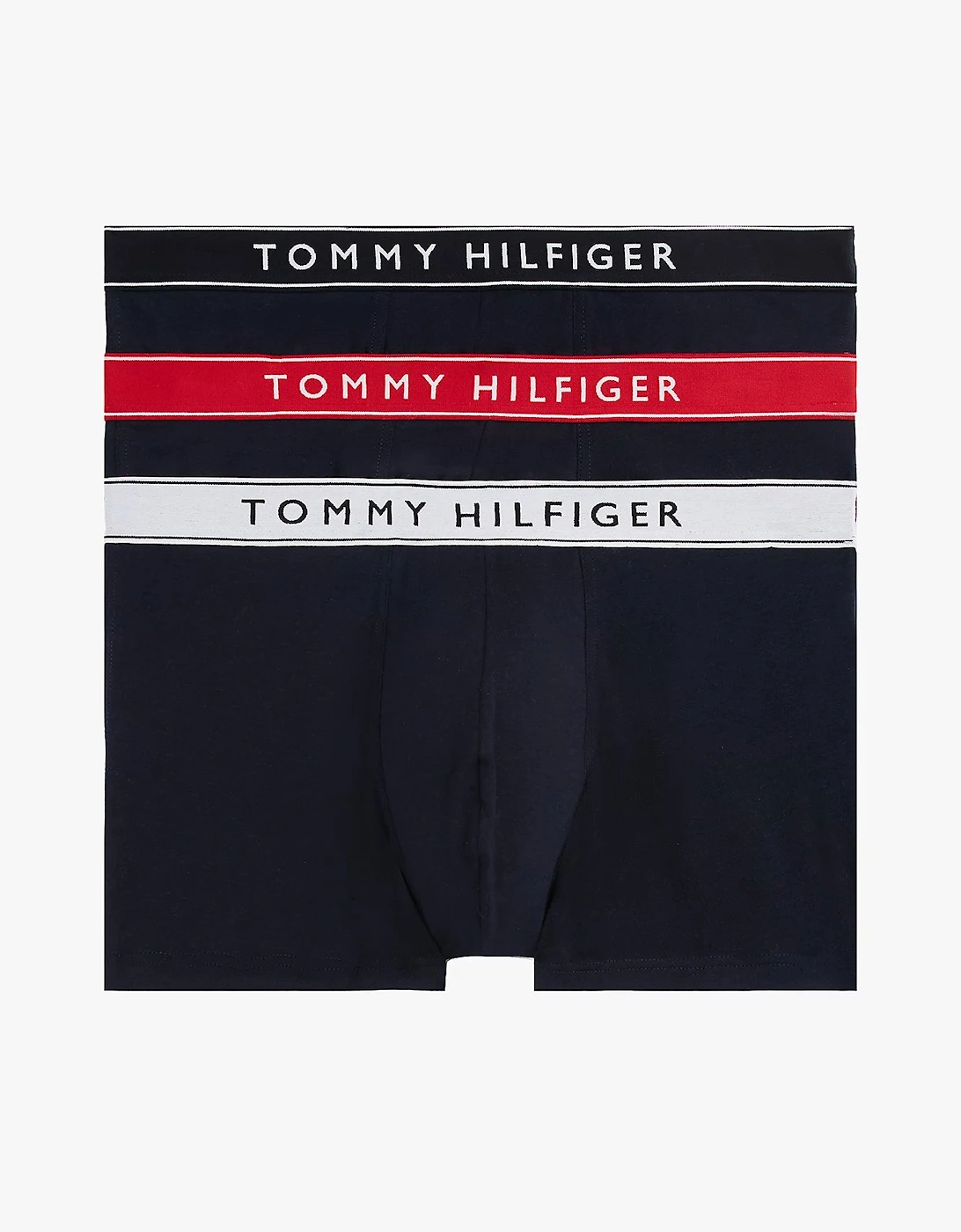 3 Pack Mens Waistband Trunks - B-White/Red/Navy, 8 of 7