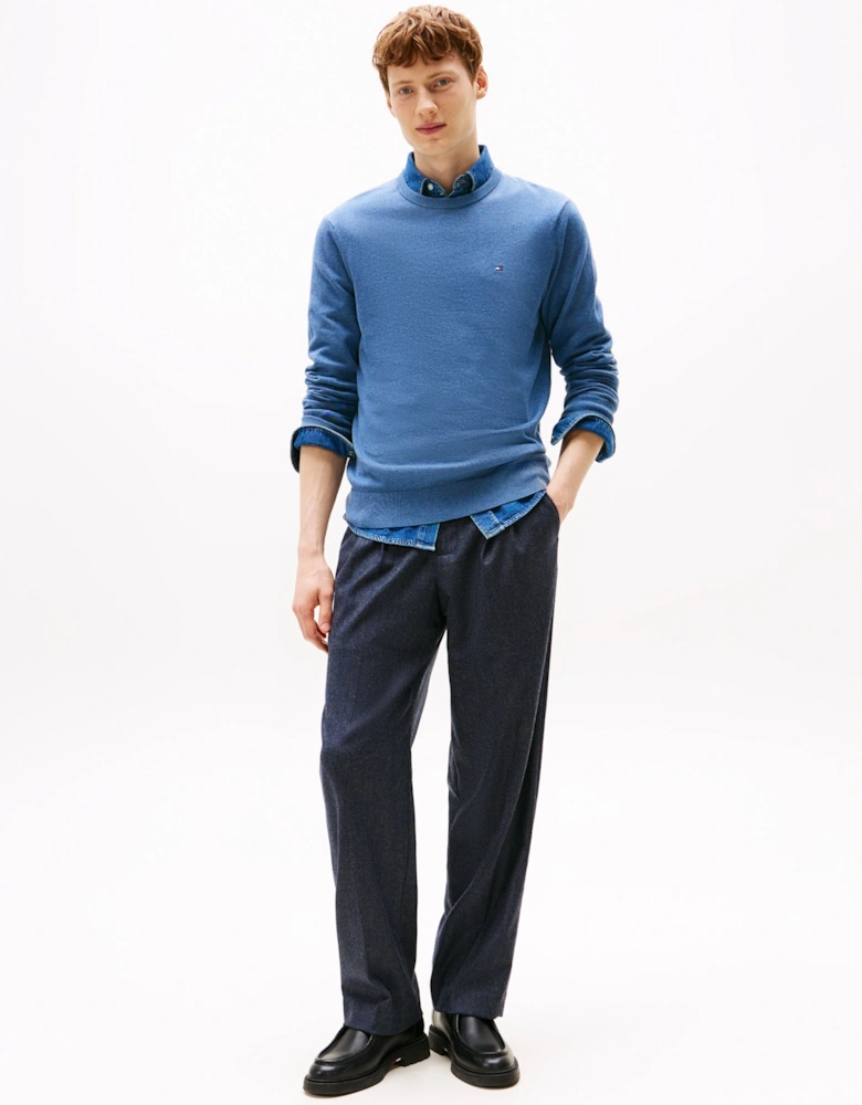 Essential Cotton Crew Neck Mens Sweatshirt - Petrol Blue Heather