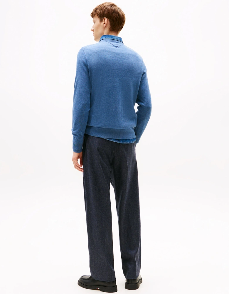 Essential Cotton Crew Neck Mens Sweatshirt - Petrol Blue Heather
