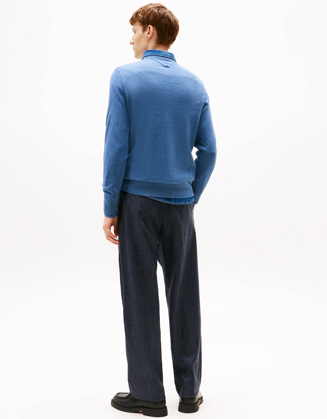 Essential Cotton Crew Neck Mens Sweatshirt - Petrol Blue Heather
