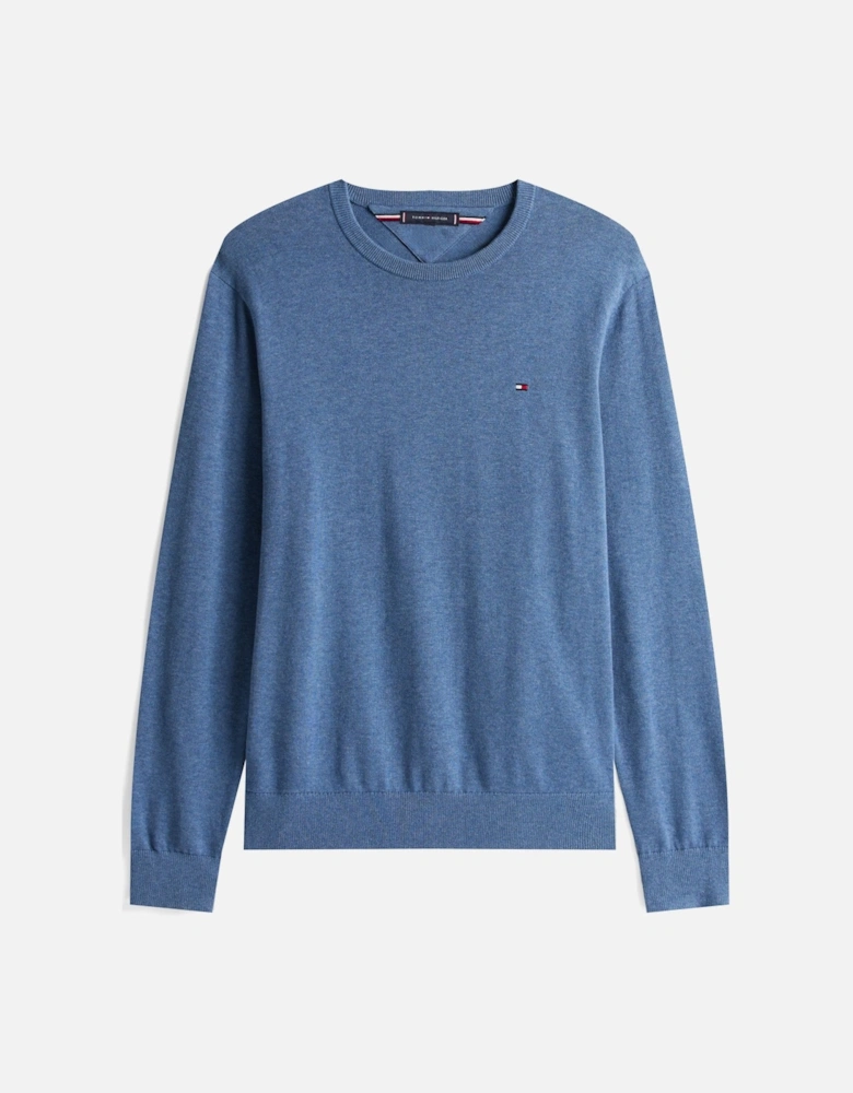 Essential Cotton Crew Neck Mens Sweatshirt - Petrol Blue Heather