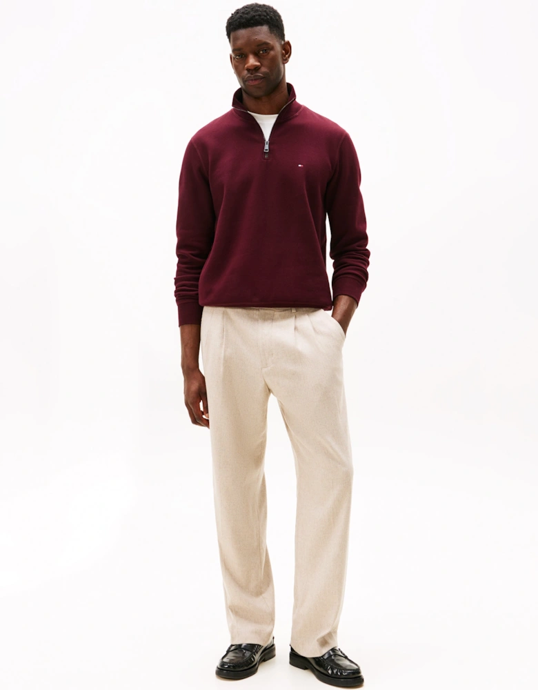 Essential Fleece Mens Half Zip Sweatshirt - Deep Burgundy