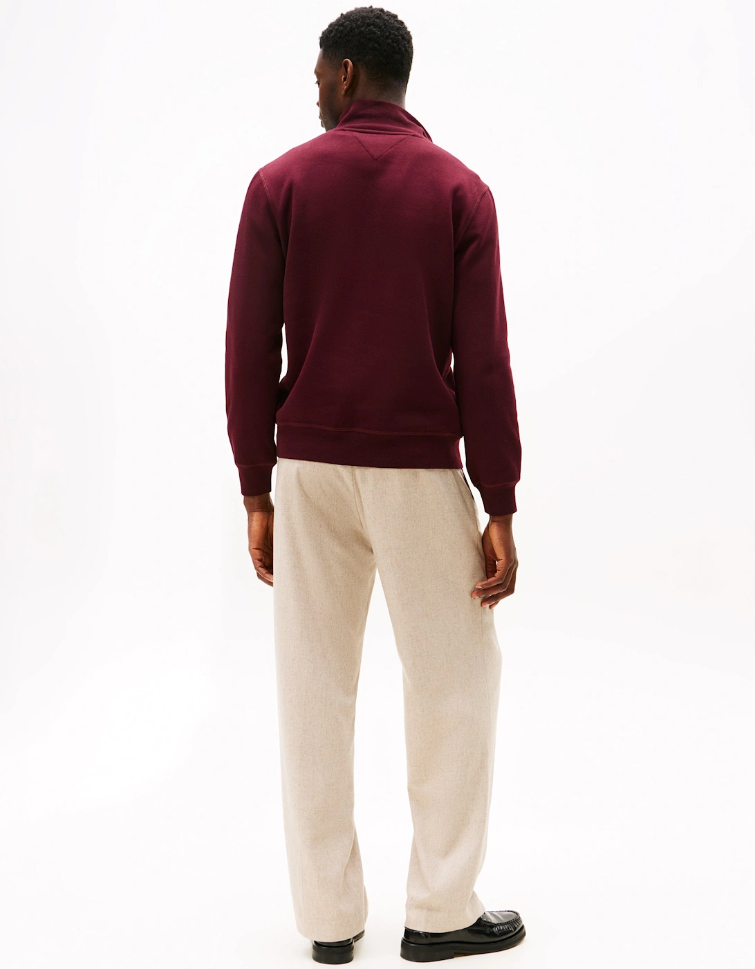 Essential Fleece Mens Half Zip Sweatshirt - Deep Burgundy