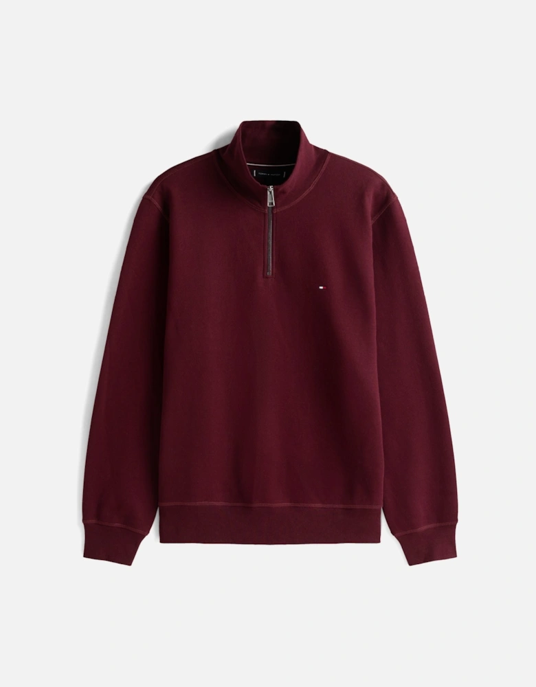 Essential Fleece Mens Half Zip Sweatshirt - Deep Burgundy