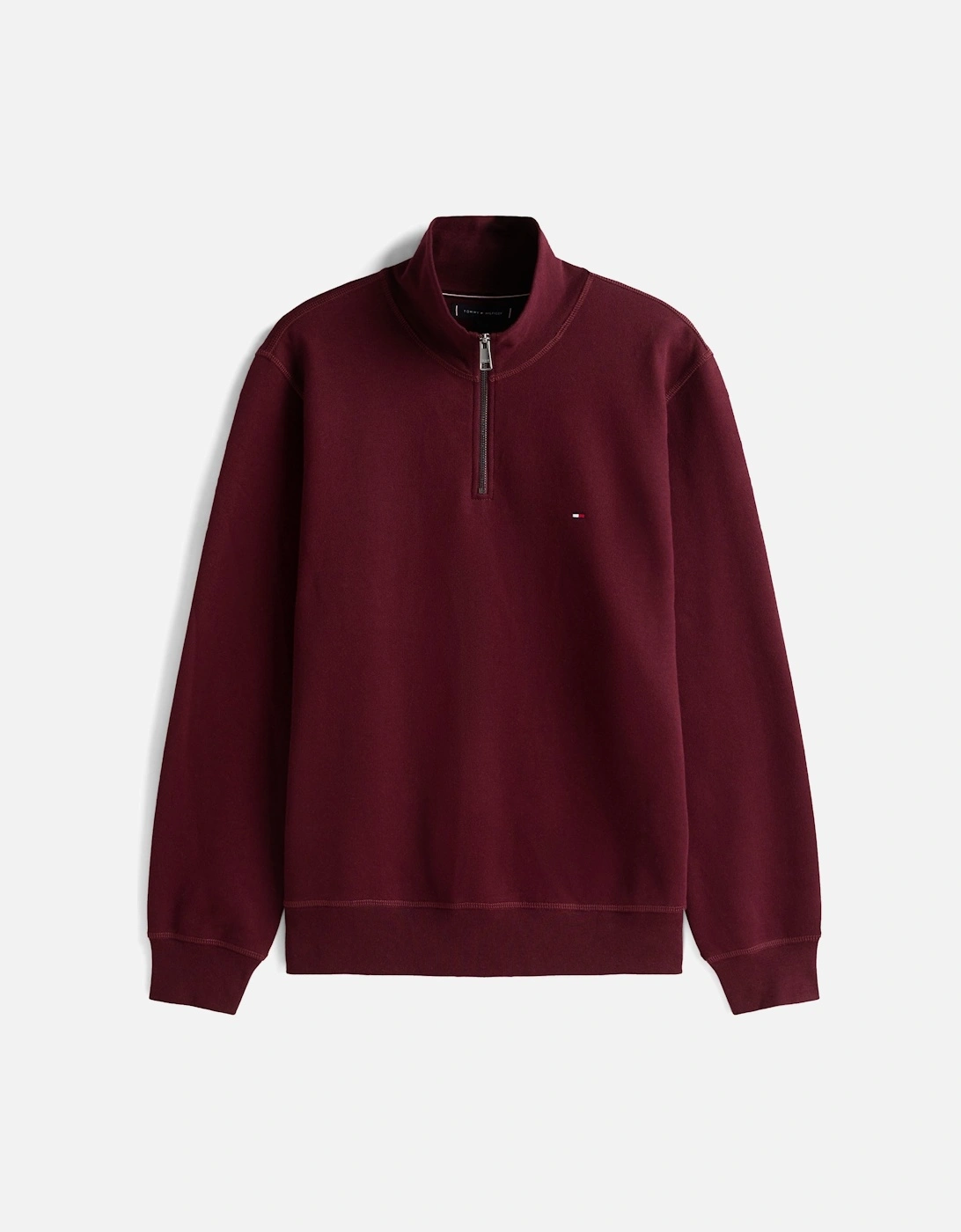 Essential Fleece Mens Half Zip Sweatshirt - Deep Burgundy