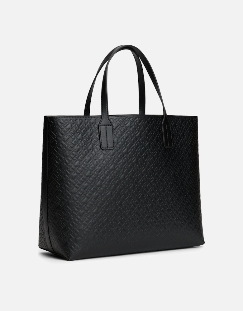 TH Icon Mono Womens Satchel Handbag - Black