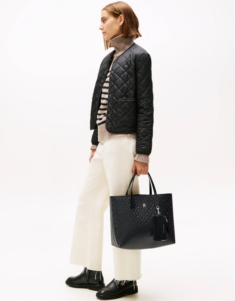 TH Icon Mono Womens Satchel Handbag - Black