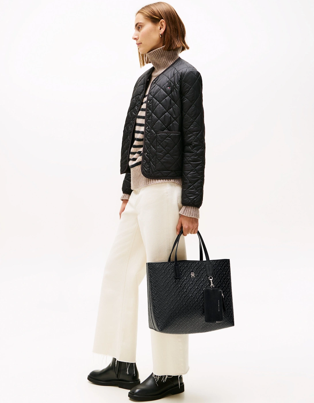 TH Icon Mono Womens Satchel Handbag - Black, 6 of 5