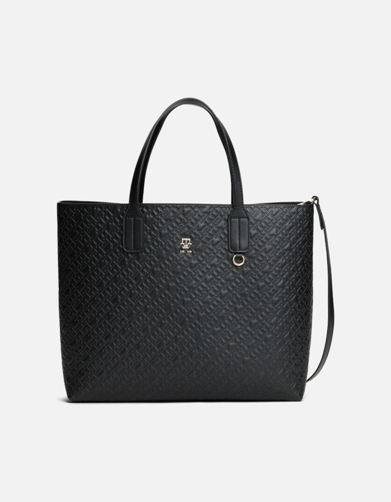 TH Icon Mono Womens Satchel Handbag - Black