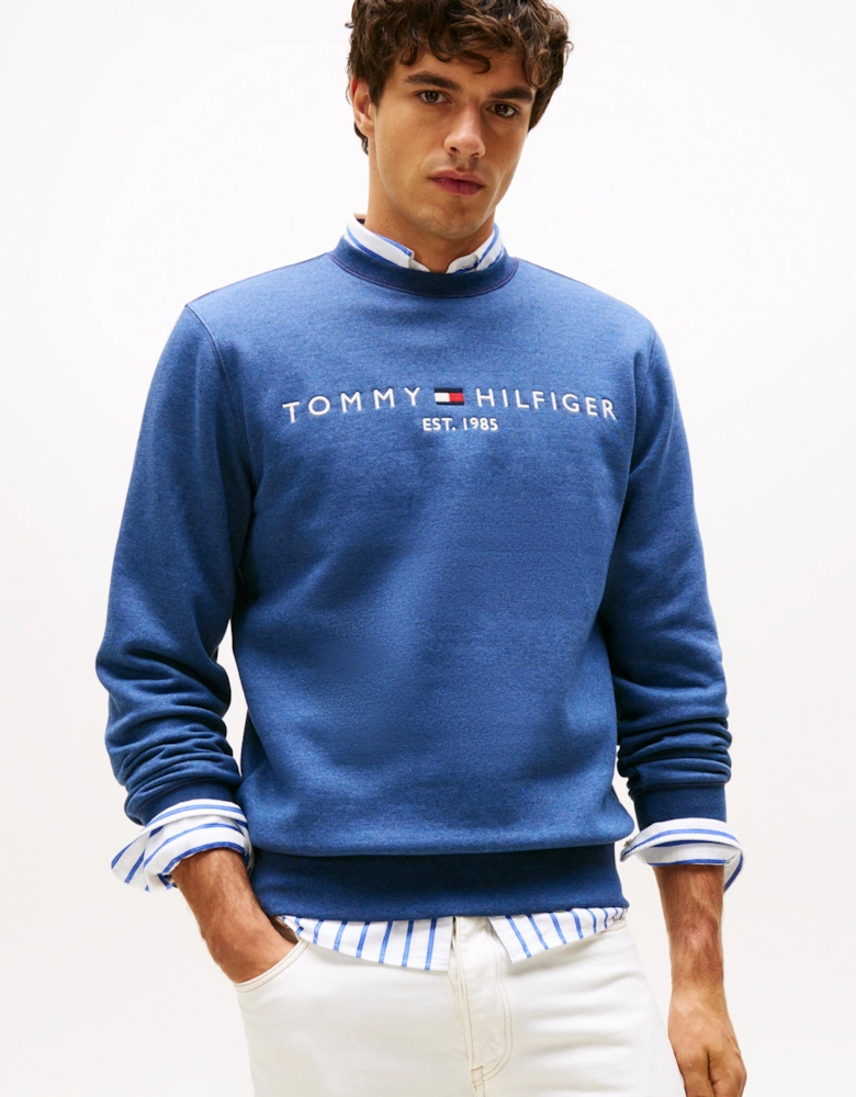 Tommy Logo Mens Sweatshirt - Aegean Sea Heather